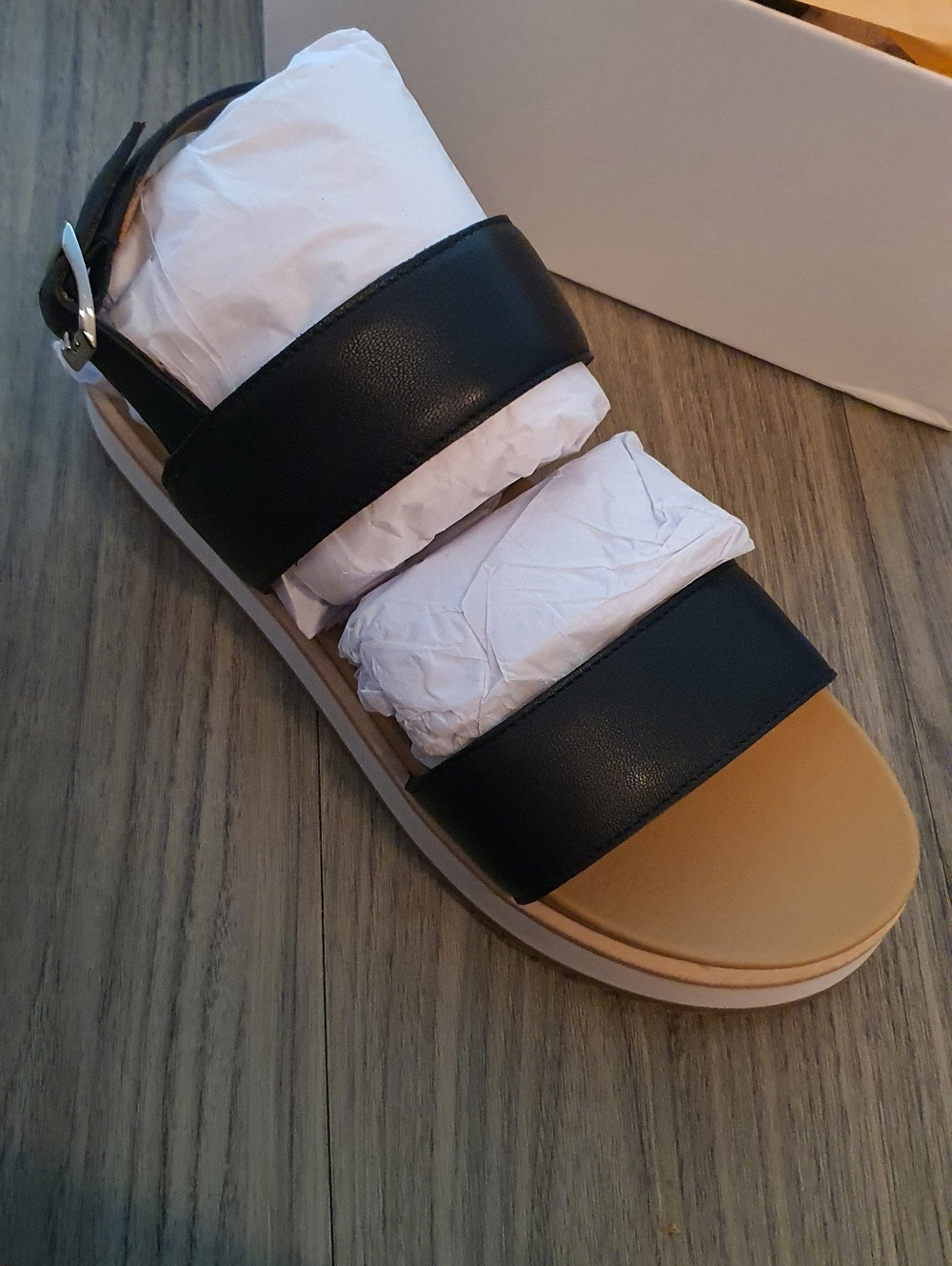 Quince Black Triple-Strap Platform Sandals